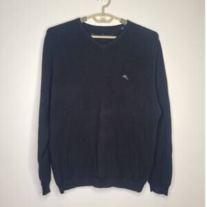 Tommy Bahama black cotton v-neck long sleeve pullover shirt - large